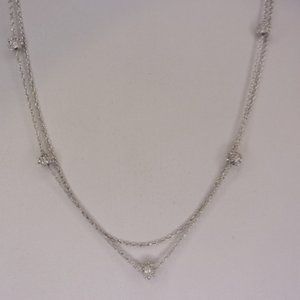 Biagi Silver Tone Layered Chain Beaded Necklace
